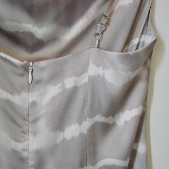 Satin Mini Slip Dress Gray White Tie Dye Sleeveless Holiday Party Medium NWT - Picture 11 of 15